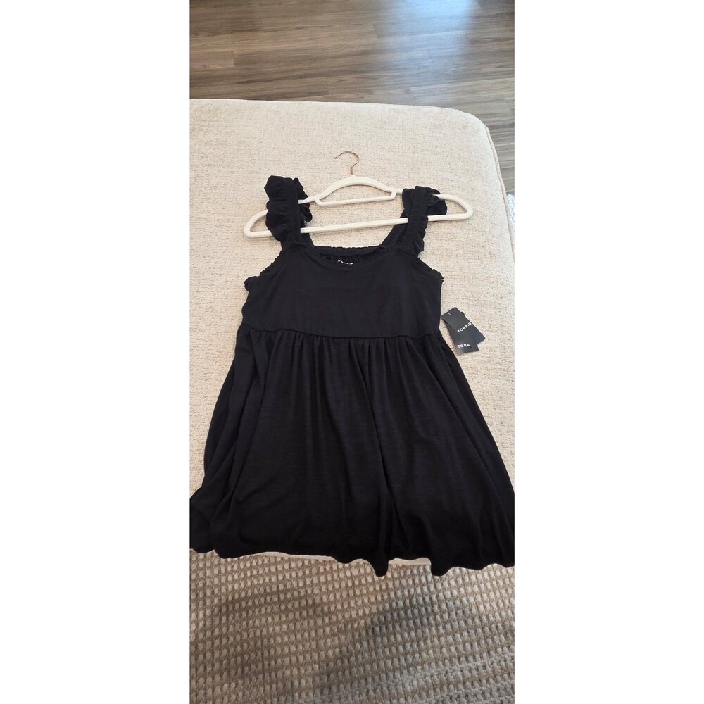 New With Tags Torrid 00 Super Soft Slub Long Black Tank with Ruffle Straps